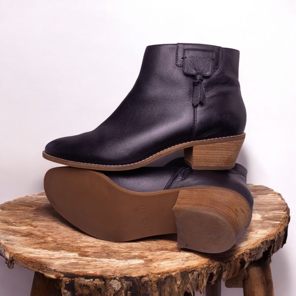 Cole Haan Women's Leather‎ Ankle Booties - Black and Tan
